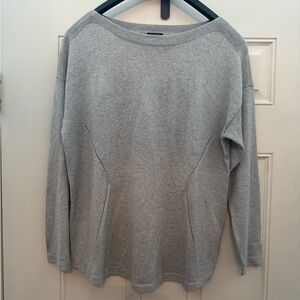 Talbots Women's Light Gray with Silver Shimmer Accents Crewneck Sweater, Size 1x